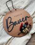 Personalisierbares Familienschild Aus Holz Mit 3D-Optik – Elegante Türschilder In 6 Holzarten Familienschild Holz Lotti