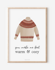 Poster Norweger-Pullover "warm & cozy"  Tilda and Theo   