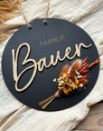 Personalisierbares Familienschild Aus Holz Mit 3D-Optik – Elegante Türschilder In 6 Holzarten Familienschild Holz Lotti