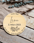 Holzscheibe „Hallo Welt“ aus Hochwertigem 5mm Vollholz – Einzigartiges Geschenk zur Geburt Lothi 10 cm Vollholz Ahorn