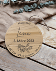 Holzscheibe „Hallo Welt“ aus Hochwertigem 5mm Vollholz – Einzigartiges Geschenk zur Geburt Lothi 10 cm Vollholz Kirsche