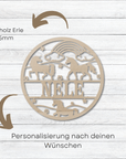 Personalisierten Holzkranz Einhorn Mit Einzigartigem Design Für Kinderzimmer Dekoration Lothi Vollholz Erle 20 cm