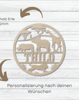 Holzkranz Safari - Handgefertigter Deko-Artikel Aus 5Mm Vollholz, Personalisiert Mit Kindername Lothi Vollholz Erle 20 cm