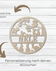 Personalisierter Holzkranz Waldtiere Aus Hochwertigem Holz Für Kinderzimmer – Einzigartige Dekoration Lothi Vollholz Erle 20 cm
