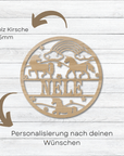 Personalisierten Holzkranz Einhorn Mit Einzigartigem Design Für Kinderzimmer Dekoration Lothi Vollholz Kirsche 20 cm