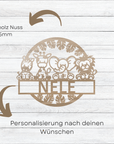 Personalisiertes Holzkranz Wildlife Mit Wunderschönen Waldtieren Für Ein Zauberhaftes Kinderzimmer Lothi Vollholz Nussbaum 20 cm