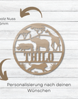 Holzkranz Safari - Handgefertigter Deko-Artikel Aus 5Mm Vollholz, Personalisiert Mit Kindername Lothi Vollholz Nussbaum 20 cm
