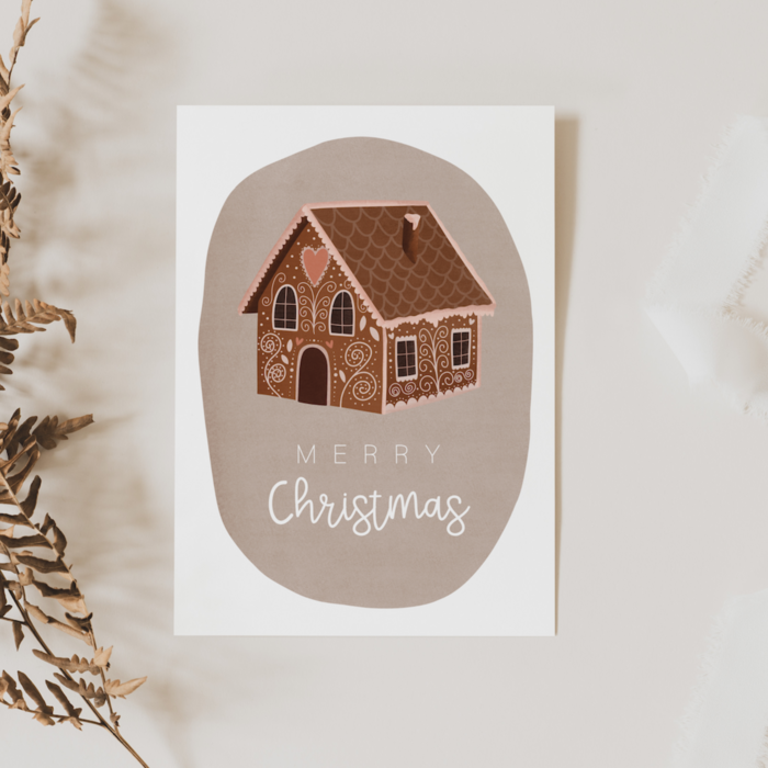 Weihnachtskarte - Lebkuchenhaus  Tilda and Theo   