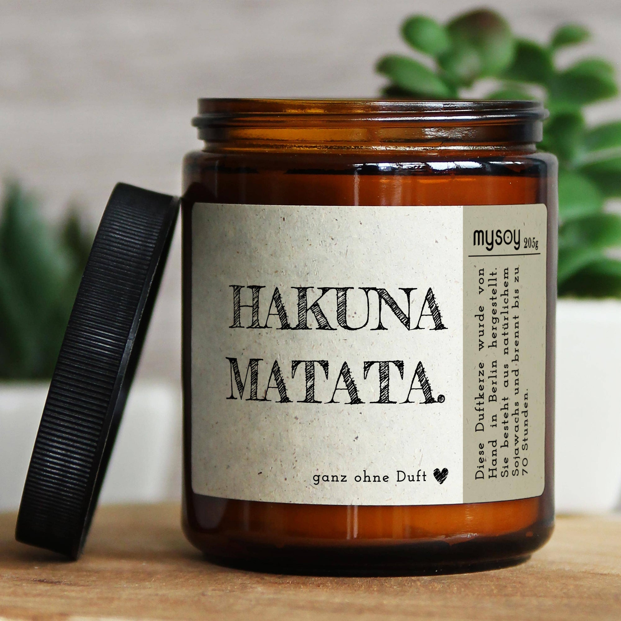 Handgemachte Sojawachs Duftkerze &quot;Hakuna Matata&quot; in Geschenkbox für Yoga-Fans und Anti-Stress Entspannung mysoy‎® Duftkerzen-Manufaktur