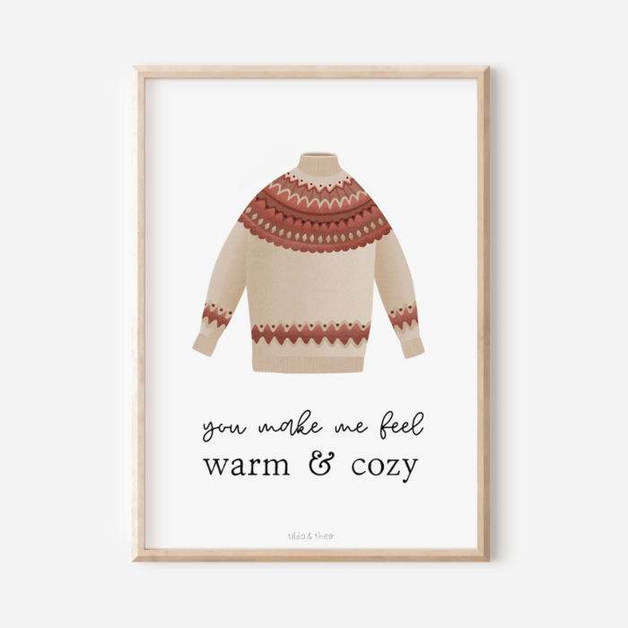 Poster Norweger-Pullover &quot;warm &amp; cozy&quot;  Tilda and Theo   