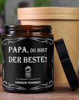 Männer Duftkerze Mit Papa Motiv – Handgemachte Sojawachs Kerze In Geschenkbox Mit Whiskey Aroma mysoy‎® Duftkerzen-Manufaktur Smoked Whiskey