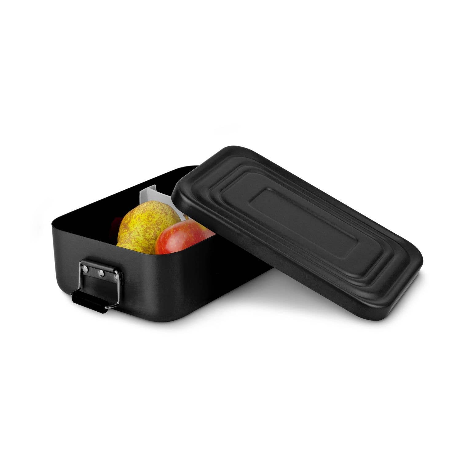 Klassische Lunchbox Quadra Schwarz Matt, 900 Ml, Mit Dichtungsring Und Trennelement, Hygienisch Verschließbar ROMINOX GmbH