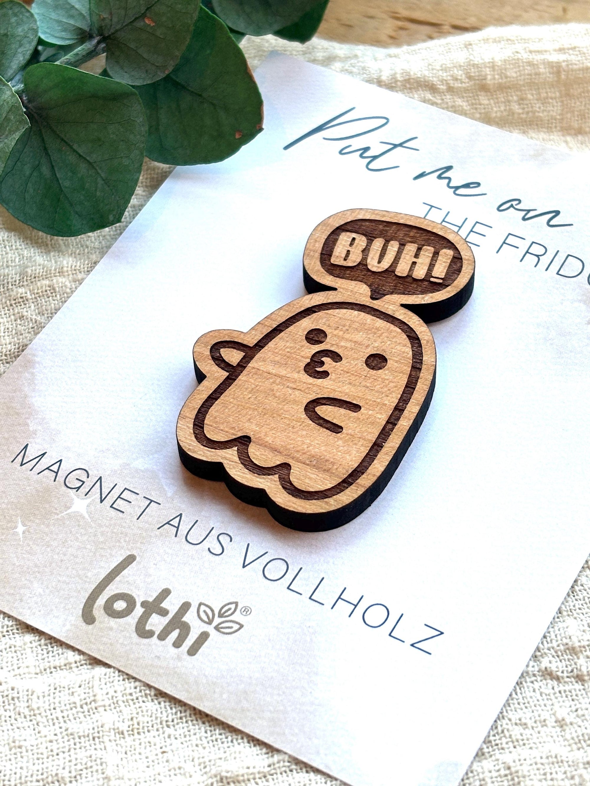 Magnet aus Holz | Kühlschrankmagnet | Holzmagnet | Vollholz | Geist | Halloween | süßer Magnet | Geschenkidee Lothi