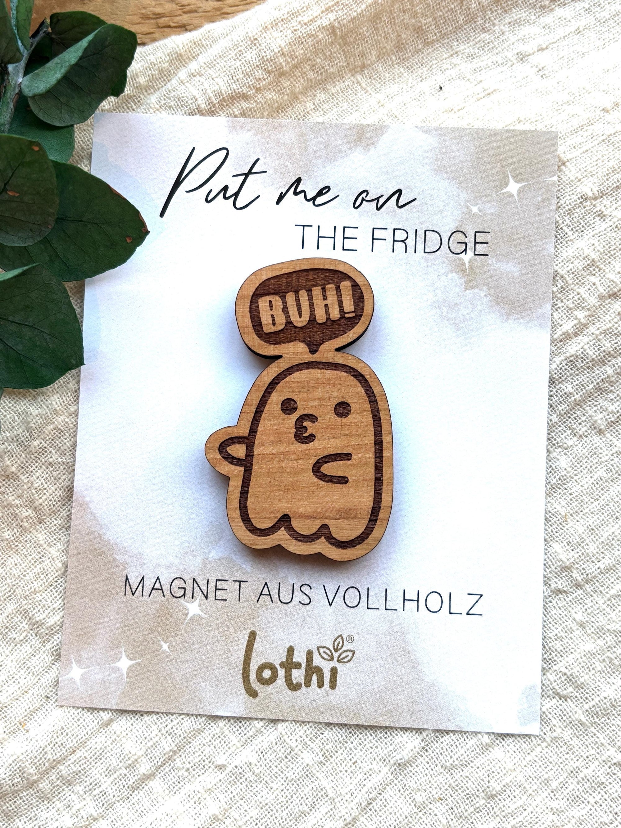 Magnet aus Holz | Kühlschrankmagnet | Holzmagnet | Vollholz | Geist | Halloween | süßer Magnet | Geschenkidee Lothi