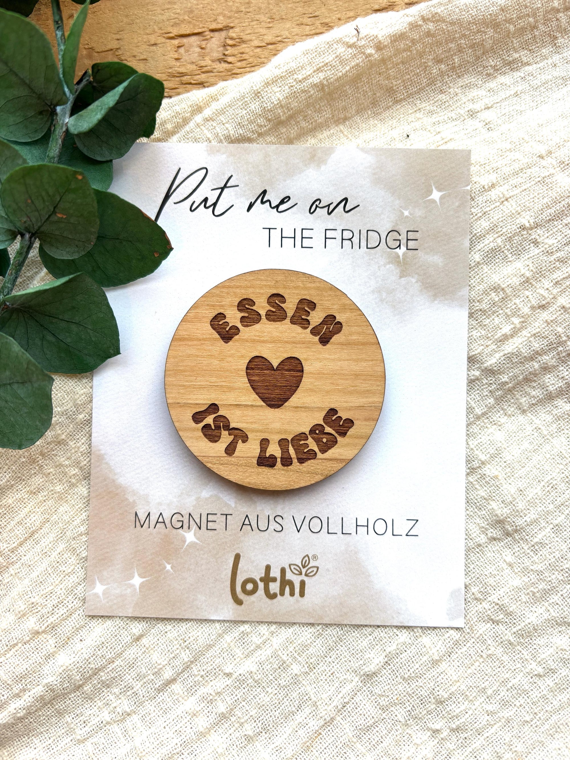 Magnet aus Holz | Kühlschrankmagnet | Holzmagnet | Vollholz | Magnet Spruch | Foodlove | Geschenkidee Lothi