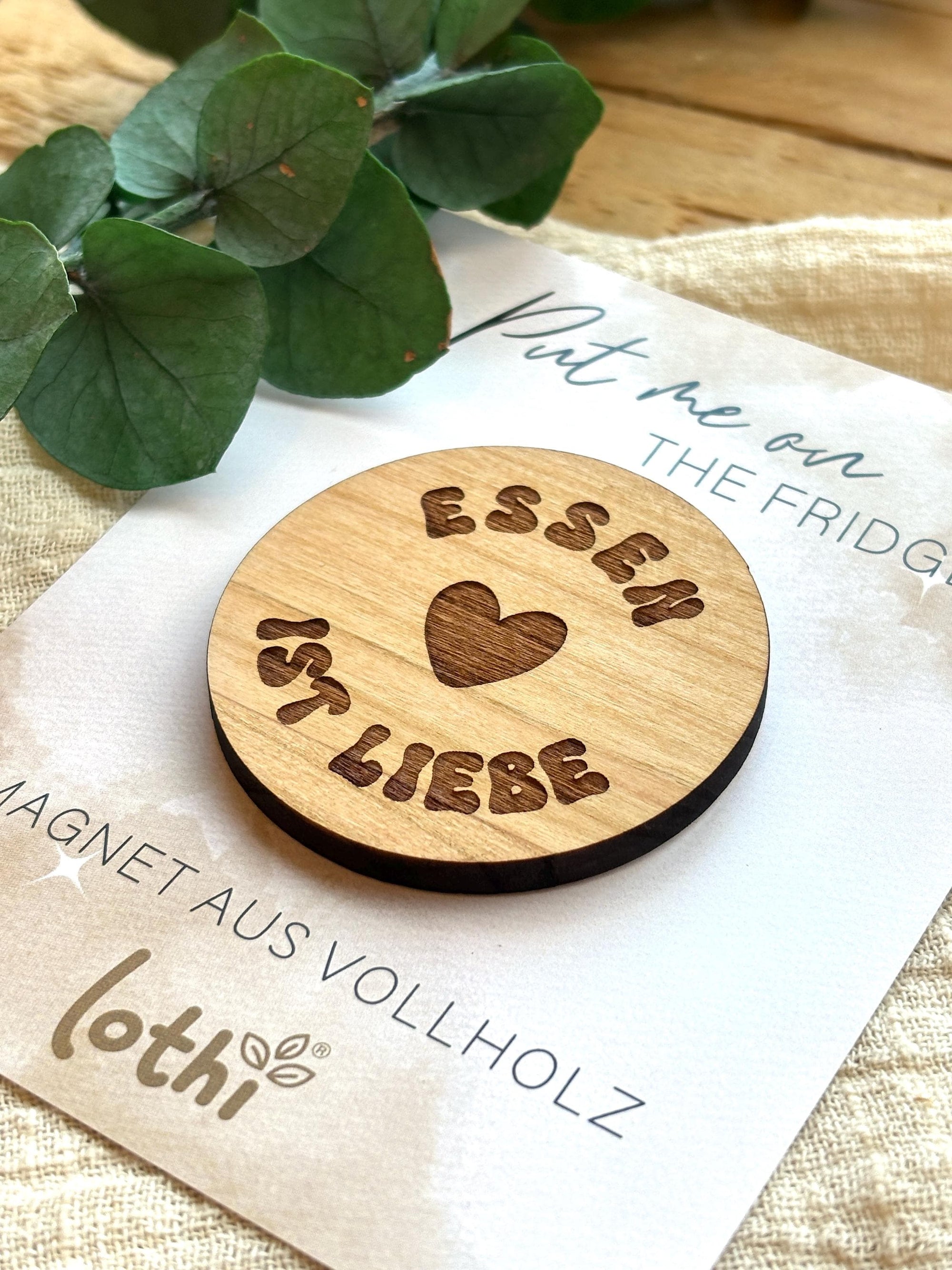 Magnet aus Holz | Kühlschrankmagnet | Holzmagnet | Vollholz | Magnet Spruch | Foodlove | Geschenkidee Lothi