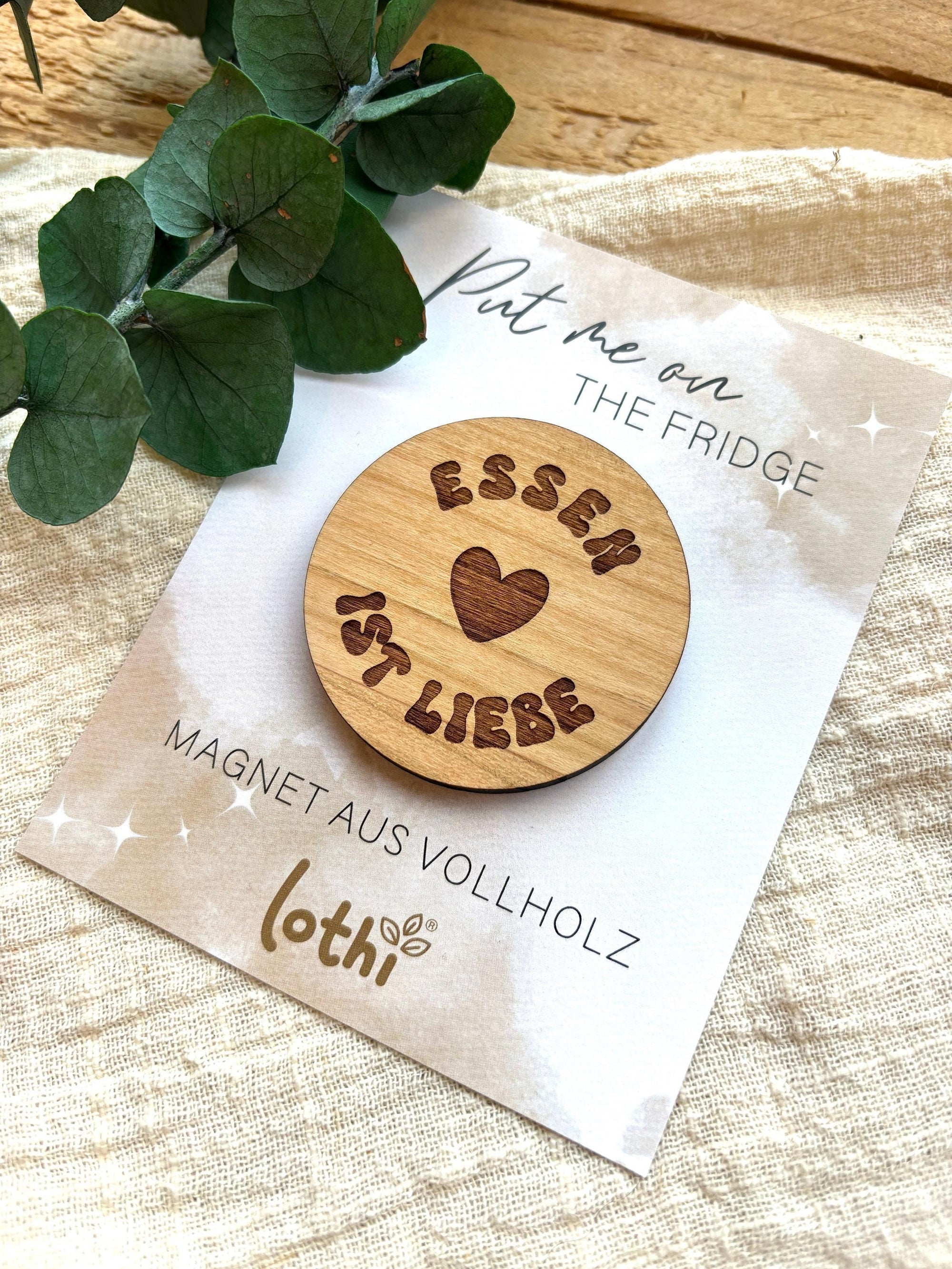 Magnet aus Holz | Kühlschrankmagnet | Holzmagnet | Vollholz | Magnet Spruch | Foodlove | Geschenkidee Lothi