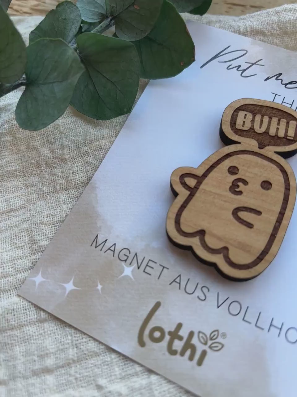 Magnet aus Holz | Kühlschrankmagnet | Holzmagnet | Vollholz | Geist | Halloween | süßer Magnet | Geschenkidee Lothi