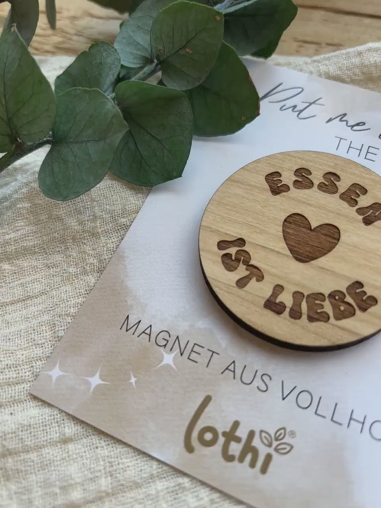 Magnet aus Holz | Kühlschrankmagnet | Holzmagnet | Vollholz | Magnet Spruch | Foodlove | Geschenkidee Lothi