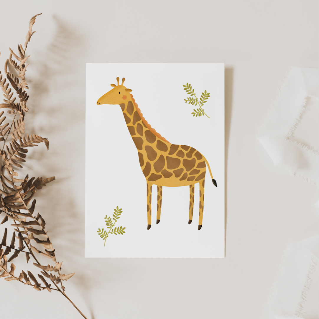 Postkarte Giraffe A6 Postkarte Kinder - Tiere Glückwünsche Geburtstag  Tilda and Theo   