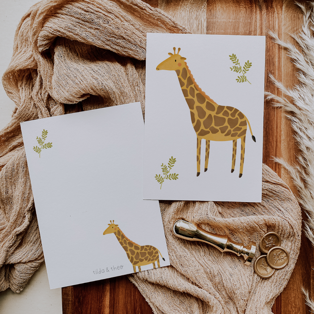 Postkarte Giraffe A6 Postkarte Kinder - Tiere Glückwünsche Geburtstag  Tilda and Theo   
