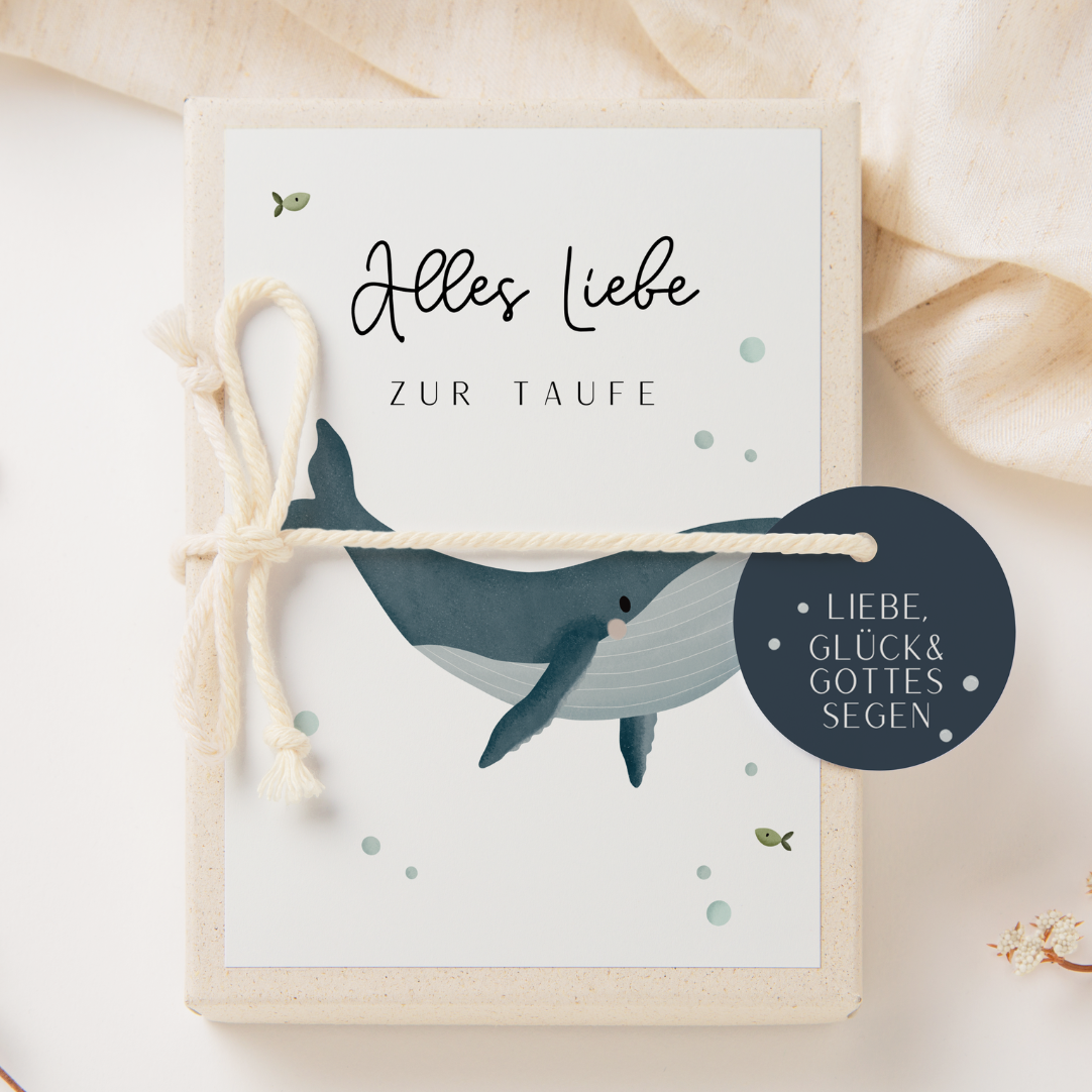 Geschenkschachtel Taufe Wal - Geldgeschenk Box Graspapier  Tilda and Theo   