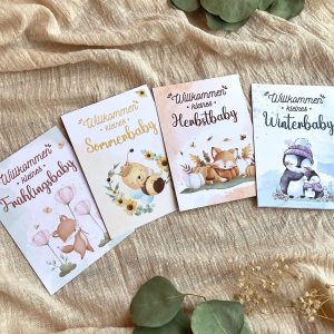 Postkarte Geburt Jahreszeiten