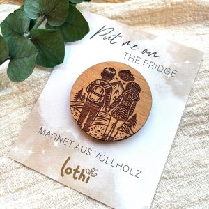 Holzmagnet Liebespaar Berge
