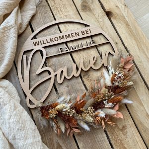 Familienkranz Vollholz mit Trockenblumen